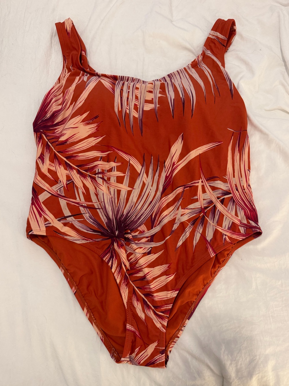 Tropical Print One-Piece Swimsuit — Rust Pink